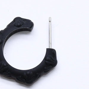 新品未使用品 CHROME HEARTS クロムハーツ ラバー RUBBER HOOP CROSS SML クロスバンドフープシリコンピアス 重量0.71 ブラック 中古 4a005748