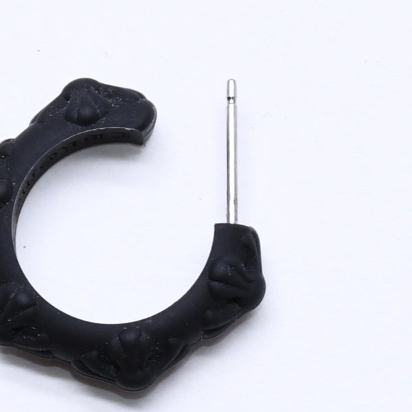 新品未使用品 CHROME HEARTS クロムハーツ ラバー RUBBER HOOP CROSS SML クロスバンドフープシリコンピアス 重量0.71 ブラック 中古 4a005748