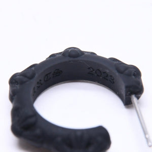 新品未使用品 CHROME HEARTS クロムハーツ ラバー RUBBER HOOP CROSS SML クロスバンドフープシリコンピアス 重量0.71 ブラック 中古 4a005748