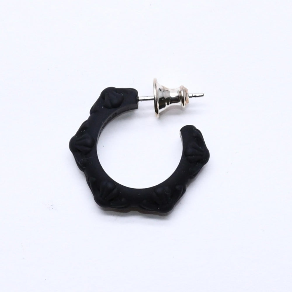 新品未使用品 CHROME HEARTS クロムハーツ ラバー RUBBER HOOP CROSS SML クロスバンドフープシリコンピアス 重量0.71 ブラック 中古 4a005750