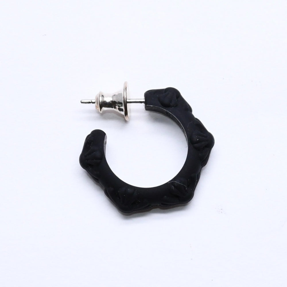 新品未使用品 CHROME HEARTS クロムハーツ ラバー RUBBER HOOP CROSS SML クロスバンドフープシリコンピアス 重量0.71 ブラック 中古 4a005750