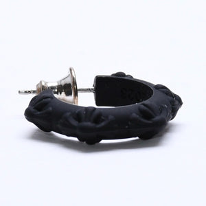 新品未使用品 CHROME HEARTS クロムハーツ ラバー RUBBER HOOP CROSS SML クロスバンドフープシリコンピアス 重量0.71 ブラック 中古 4a005750