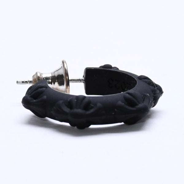 新品未使用品 CHROME HEARTS クロムハーツ ラバー RUBBER HOOP CROSS SML クロスバンドフープシリコンピアス 重量0.71 ブラック 中古 4a005750