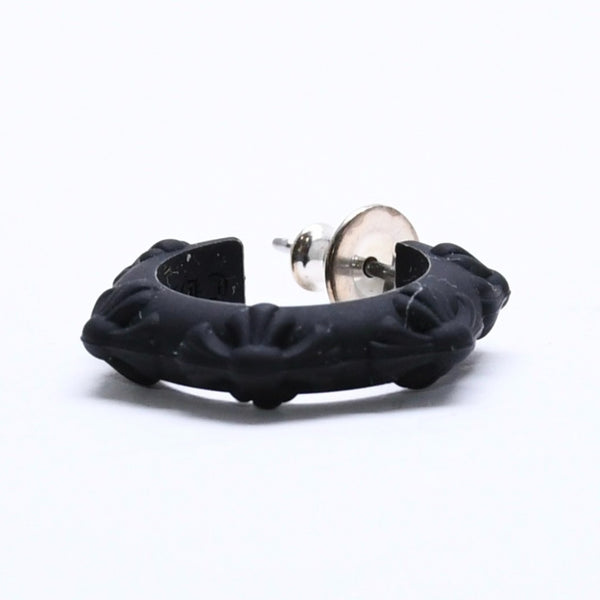 新品未使用品 CHROME HEARTS クロムハーツ ラバー RUBBER HOOP CROSS SML クロスバンドフープシリコンピアス 重量0.71 ブラック 中古 4a005750