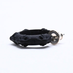 新品未使用品 CHROME HEARTS クロムハーツ ラバー RUBBER HOOP CROSS SML クロスバンドフープシリコンピアス 重量0.71 ブラック 中古 4a005750