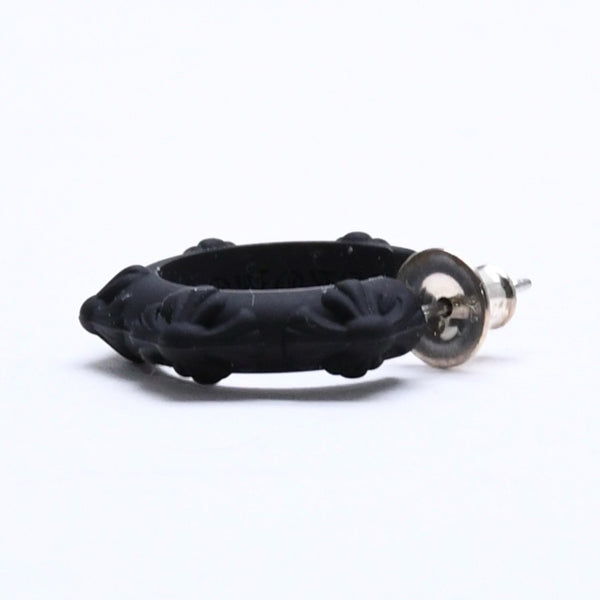 新品未使用品 CHROME HEARTS クロムハーツ ラバー RUBBER HOOP CROSS SML クロスバンドフープシリコンピアス 重量0.71 ブラック 中古 4a005750