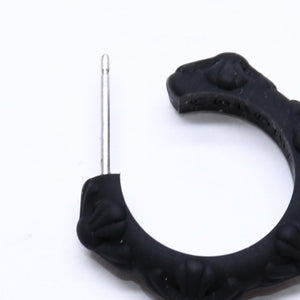 新品未使用品 CHROME HEARTS クロムハーツ ラバー RUBBER HOOP CROSS SML クロスバンドフープシリコンピアス 重量0.71 ブラック 中古 4a005750