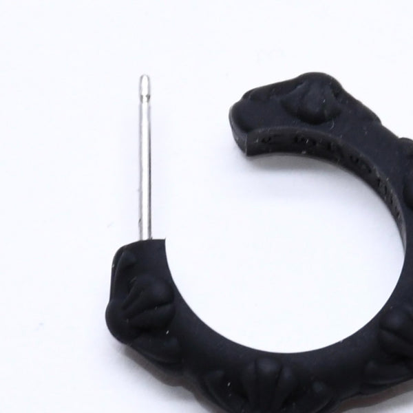 新品未使用品 CHROME HEARTS クロムハーツ ラバー RUBBER HOOP CROSS SML クロスバンドフープシリコンピアス 重量0.71 ブラック 中古 4a005750