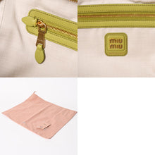 将图片加载到图库查看器，極美品 MIU MIU ミュウミュウ ボー スエードバッグ Tote Bag トートバッグ 5BB117 グリーン ゴールド金具 中古 4a005638