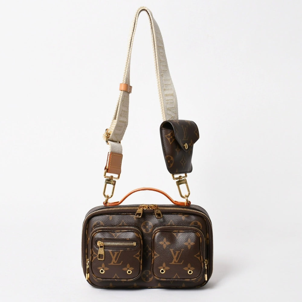 極美品 LOUIS VUITTON ルイヴィトン モノグラム ユーティリティ クロスボディ M80446 ショルダーバッグ ブラウン ゴールド金具 中古 4a005654