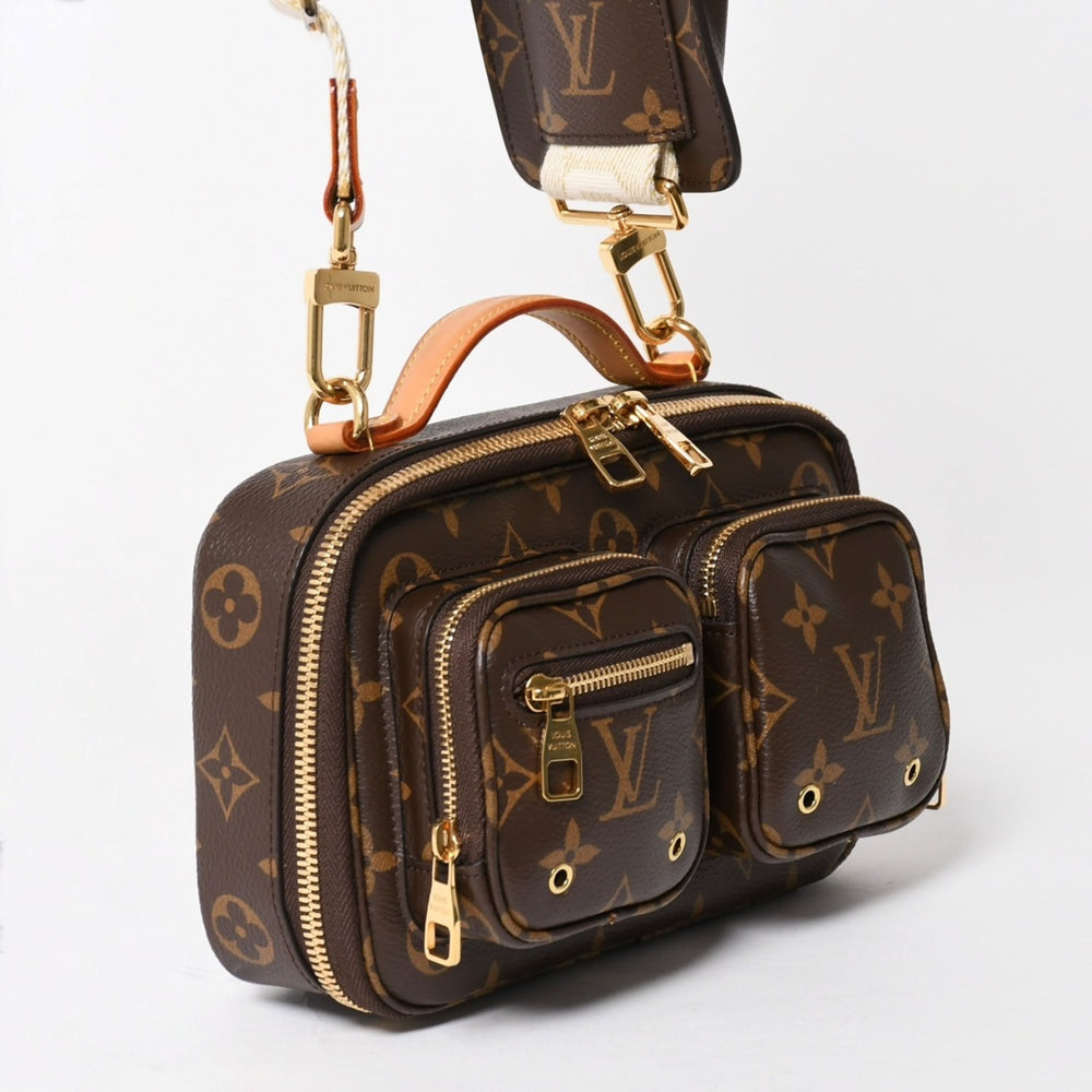 極美品 LOUIS VUITTON ルイヴィトン モノグラム ユーティリティ クロスボディ M80446 ショルダーバッグ ブラウン ゴールド金具 中古 4a005654