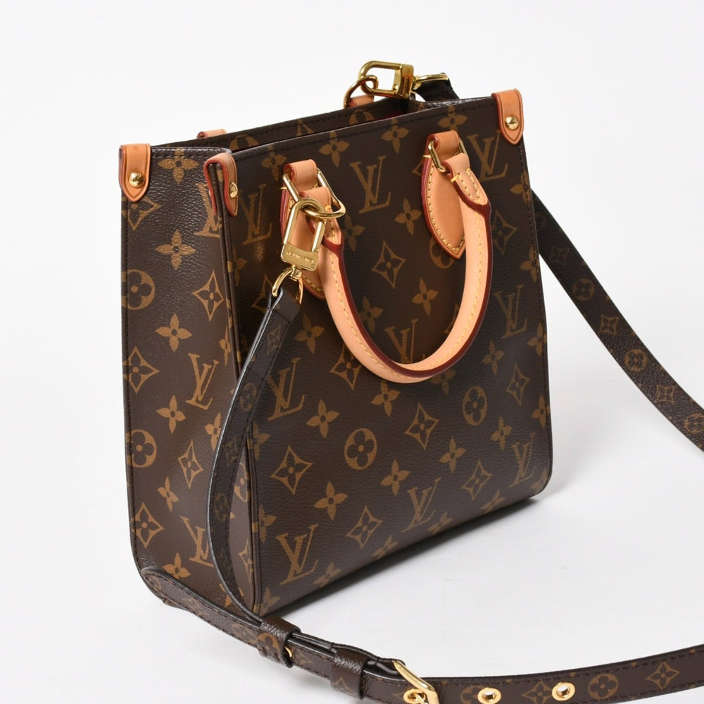 極美品 LOUIS VUITTON ルイヴィトン サックプラBB ハンドバッグ M46265 モノグラム ショルダーバッグ 2WAY PVC レザー ブラウン ゴールド金具 中古 4a005632