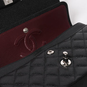新品同様 CHANEL シャネル マトラッセ23 Wフラップ Wチェーンショルダーバッグ ランダム番台 ココマーク キャビアスキン ブラック 中古 4a005676