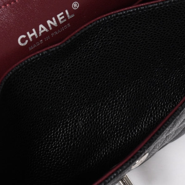新品同様 CHANEL シャネル マトラッセ23 Wフラップ Wチェーンショルダーバッグ ランダム番台 ココマーク キャビアスキン ブラック 中古 4a005676
