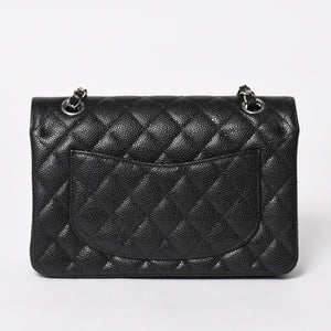 新品同様 CHANEL シャネル マトラッセ23 Wフラップ Wチェーンショルダーバッグ ランダム番台 ココマーク キャビアスキン ブラック 中古 4a005676