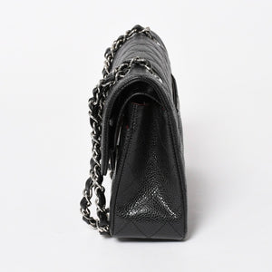 新品同様 CHANEL シャネル マトラッセ23 Wフラップ Wチェーンショルダーバッグ ランダム番台 ココマーク キャビアスキン ブラック 中古 4a005676