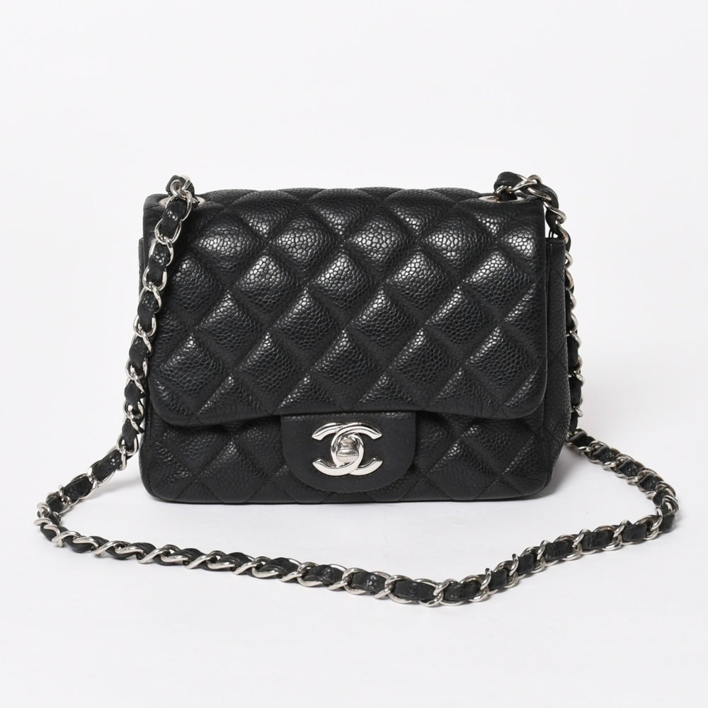 CHANEL Mini Matelasse 17 S Flap S Chain Shoulder Bag Coco Mark Caviar Skin Black Good Condition Used 4a005462
