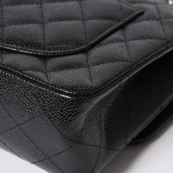 新品同様 CHANEL シャネル マトラッセ23 Wフラップ Wチェーンショルダーバッグ ランダム番台 ココマーク キャビアスキン ブラック 中古 4a005676