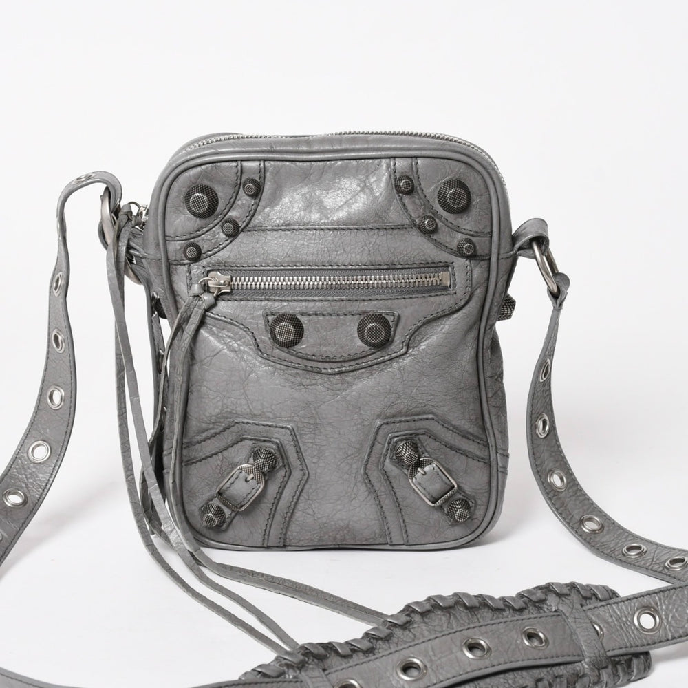 BALENCIAGA バレンシアガ ル・カゴール ショルダーバッグ グレー レザー 719065 シルバー金具 美品 中古 4a005476