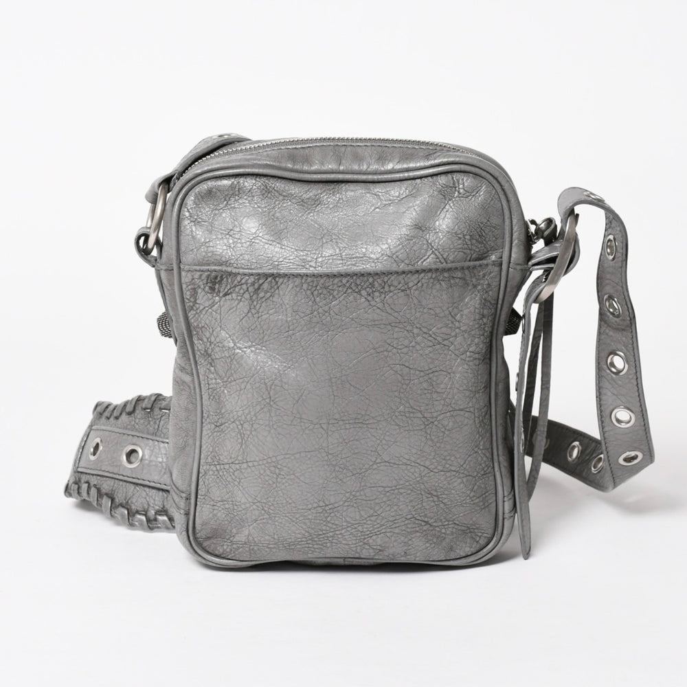 BALENCIAGA バレンシアガ ル・カゴール ショルダーバッグ グレー レザー 719065 シルバー金具 美品 中古 4a005476
