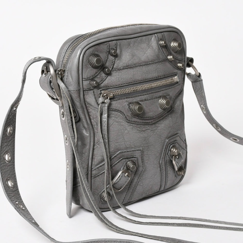 BALENCIAGA バレンシアガ ル・カゴール ショルダーバッグ グレー レザー 719065 シルバー金具 美品 中古 4a005476