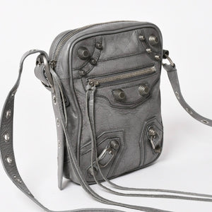 BALENCIAGA バレンシアガ ル・カゴール ショルダーバッグ グレー レザー 719065 シルバー金具 美品 中古 4a005476