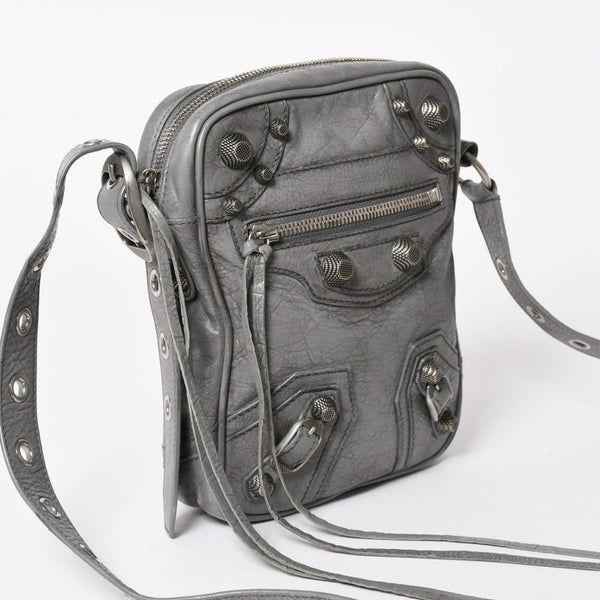BALENCIAGA バレンシアガ ル・カゴール ショルダーバッグ グレー レザー 719065 シルバー金具 美品 中古 4a005476