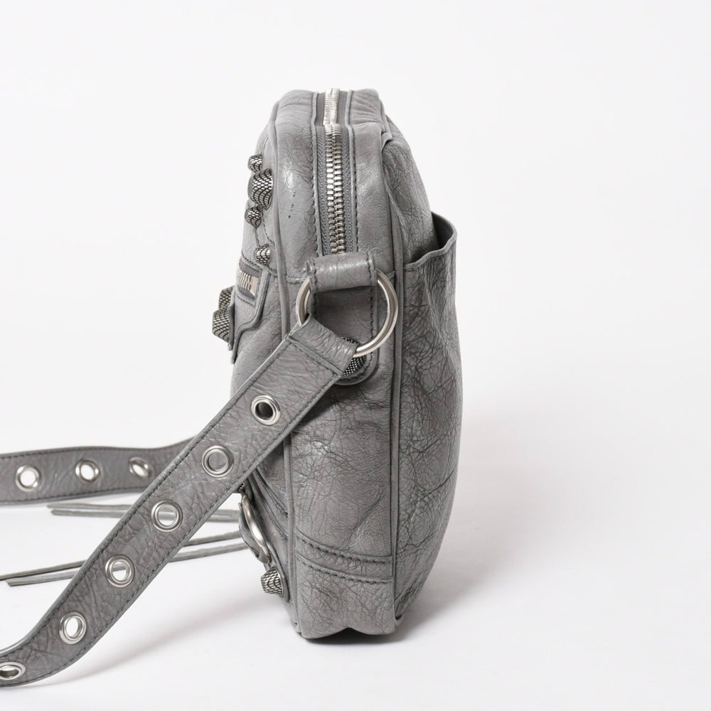 BALENCIAGA バレンシアガ ル・カゴール ショルダーバッグ グレー レザー 719065 シルバー金具 美品 中古 4a005476
