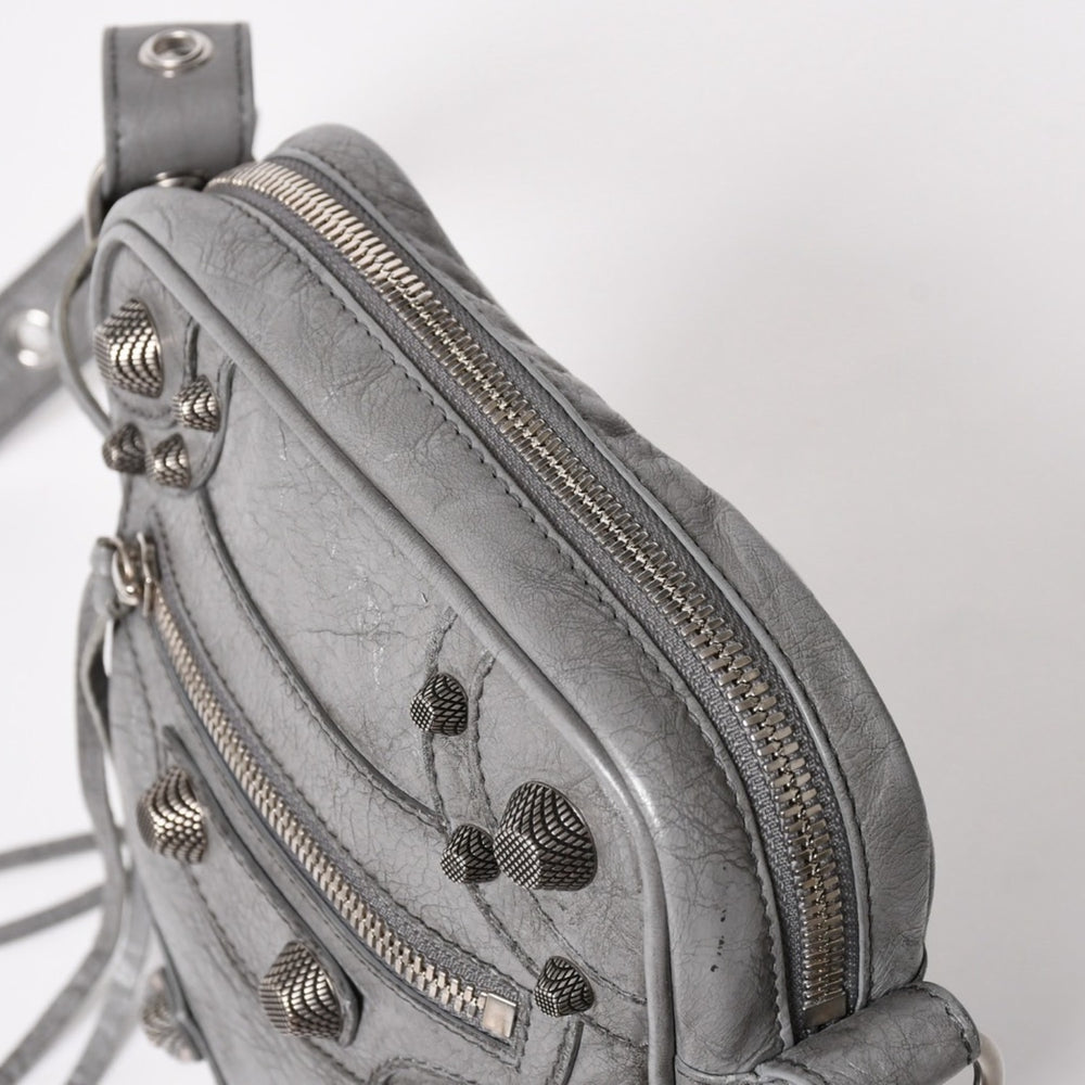 BALENCIAGA バレンシアガ ル・カゴール ショルダーバッグ グレー レザー 719065 シルバー金具 美品 中古 4a005476