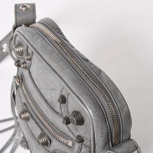 BALENCIAGA バレンシアガ ル・カゴール ショルダーバッグ グレー レザー 719065 シルバー金具 美品 中古 4a005476