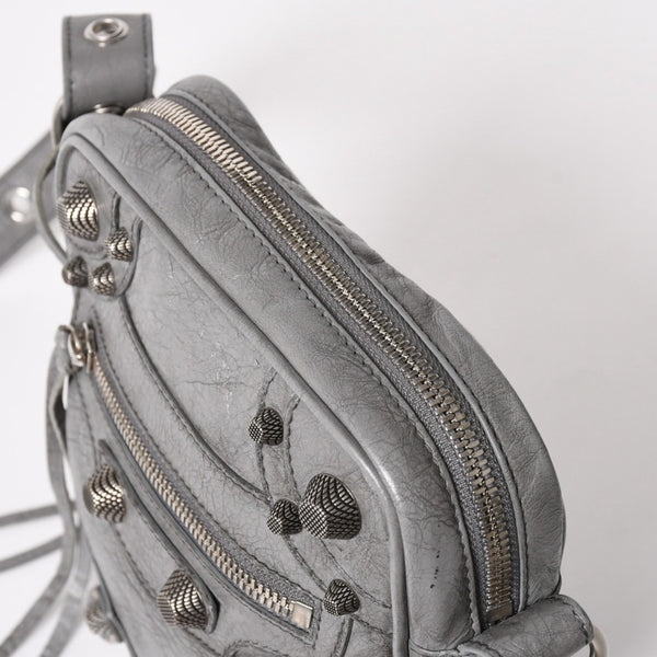 BALENCIAGA バレンシアガ ル・カゴール ショルダーバッグ グレー レザー 719065 シルバー金具 美品 中古 4a005476