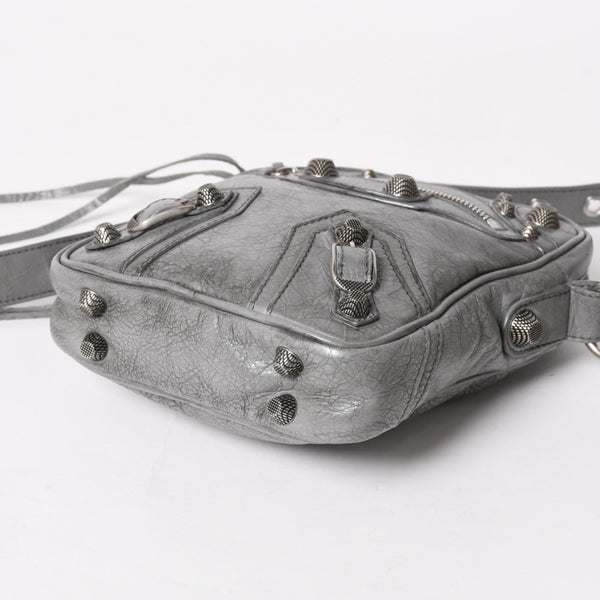 BALENCIAGA バレンシアガ ル・カゴール ショルダーバッグ グレー レザー 719065 シルバー金具 美品 中古 4a005476