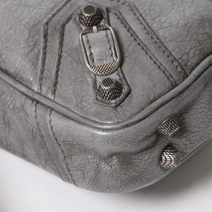 BALENCIAGA バレンシアガ ル・カゴール ショルダーバッグ グレー レザー 719065 シルバー金具 美品 中古 4a005476