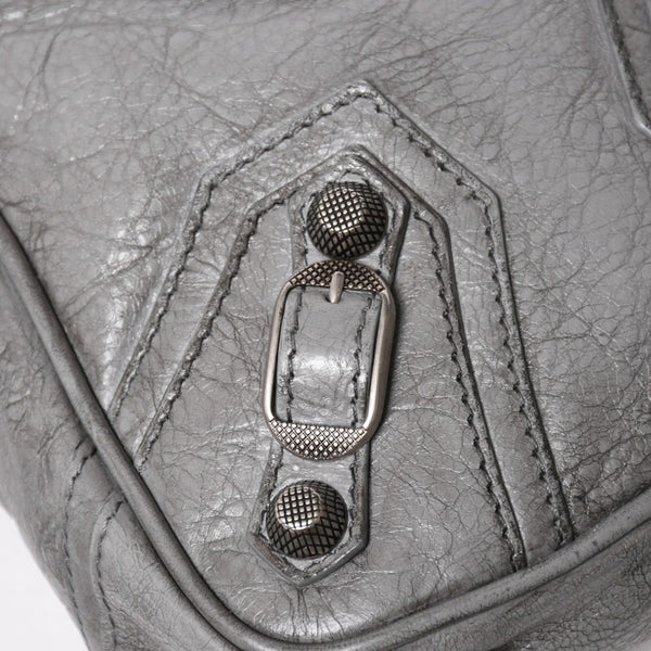 BALENCIAGA バレンシアガ ル・カゴール ショルダーバッグ グレー レザー 719065 シルバー金具 美品 中古 4a005476