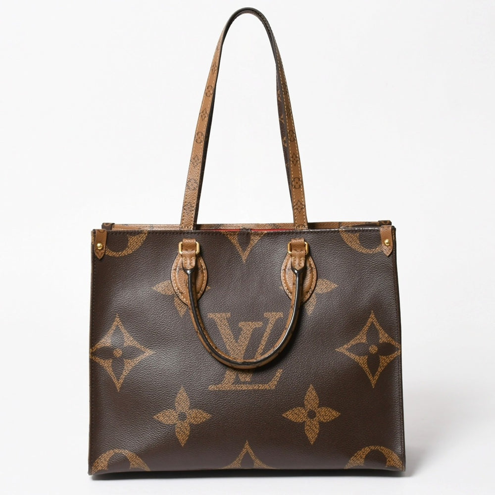 新品同様品 LOUIS VUITTON ルイヴィトン モノグラム ジャイアント リバース オンザゴーMM トートバッグ M45321 ブラウン 中古 4a005471