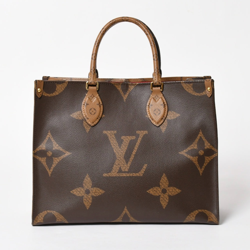 新品同様品 LOUIS VUITTON ルイヴィトン モノグラム ジャイアント リバース オンザゴーMM トートバッグ M45321 ブラウン 中古 4a005471