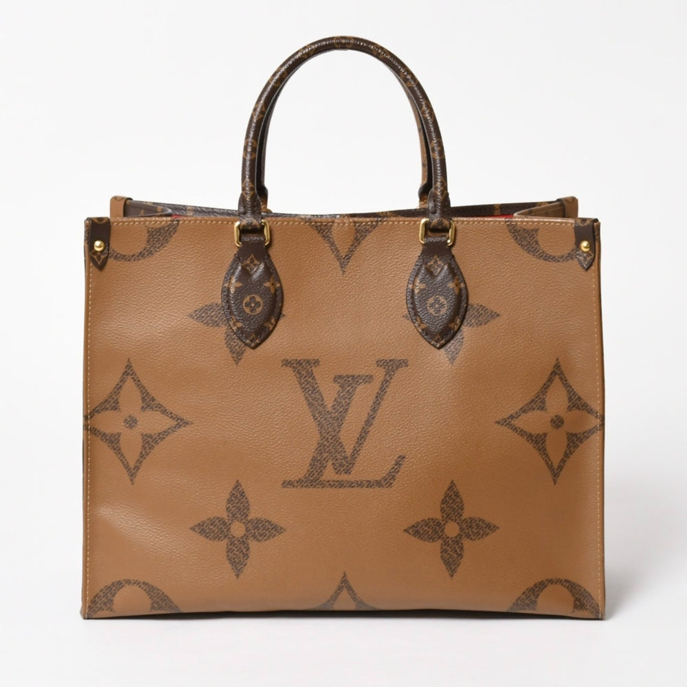新品同様品 LOUIS VUITTON ルイヴィトン モノグラム ジャイアント リバース オンザゴーMM トートバッグ M45321 ブラウン 中古 4a005471