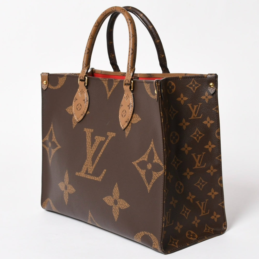 新品同様品 LOUIS VUITTON ルイヴィトン モノグラム ジャイアント リバース オンザゴーMM トートバッグ M45321 ブラウン 中古 4a005471