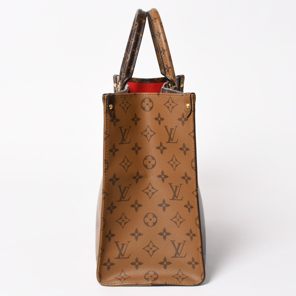 新品同様品 LOUIS VUITTON ルイヴィトン モノグラム ジャイアント リバース オンザゴーMM トートバッグ M45321 ブラウン 中古 4a005471