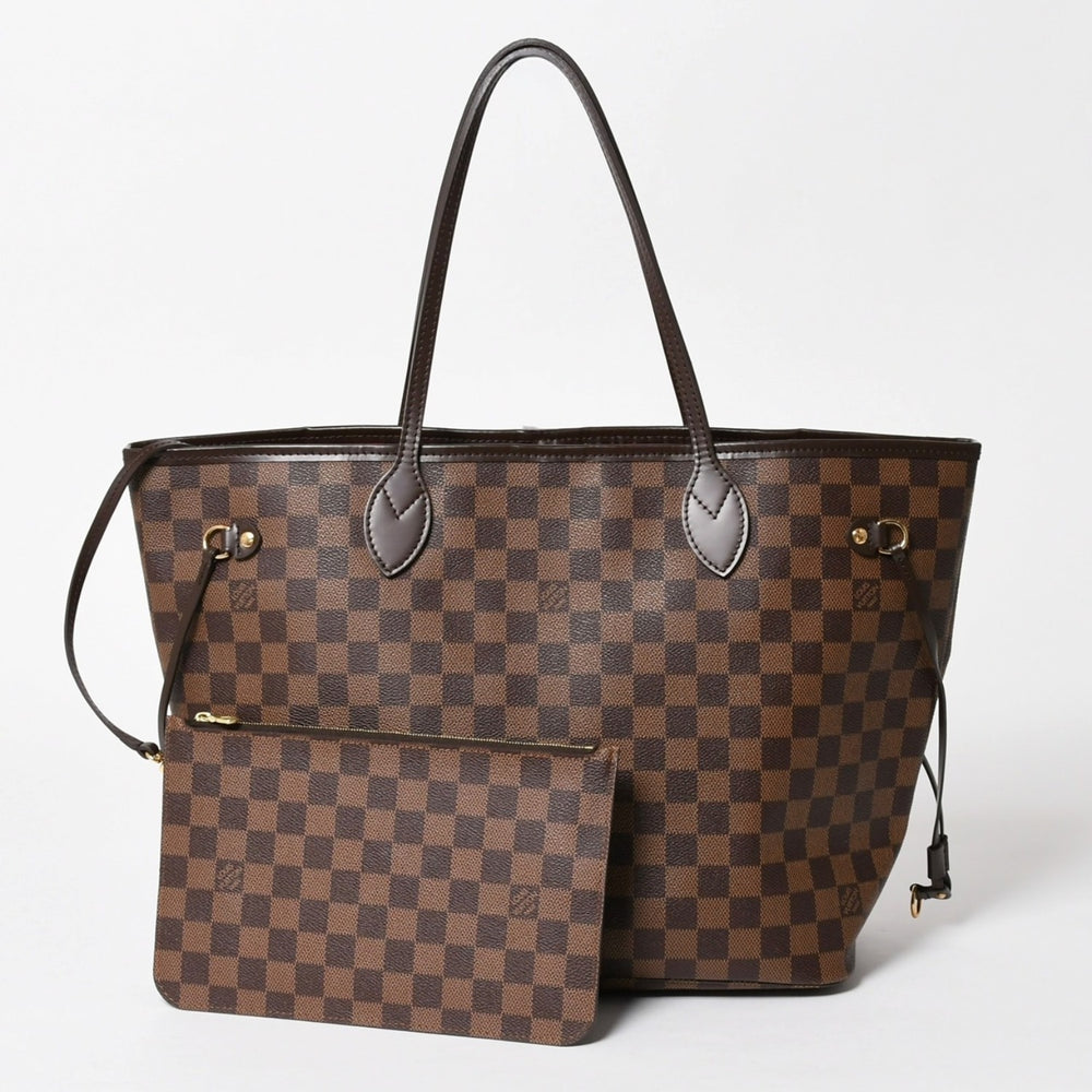 極美品 LOUIS VUITTON ルイヴィトン ネヴァーフル MM トートバッグ N40599 ダミエ エベヌ キャンバス レザー 中古 4a005644