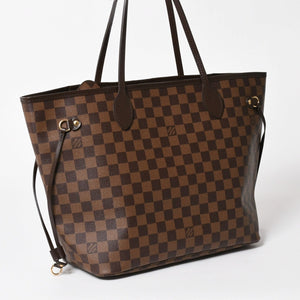 Very Good Condition LOUIS VUITTON Neverfull MM Tote Bag N40599 Damier Ebene Canvas Leather Used 4a005644