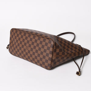 Very Good Condition LOUIS VUITTON Neverfull MM Tote Bag N40599 Damier Ebene Canvas Leather Used 4a005644