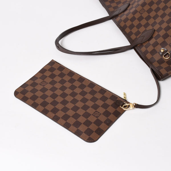 Very Good Condition LOUIS VUITTON Neverfull MM Tote Bag N40599 Damier Ebene Canvas Leather Used 4a005644