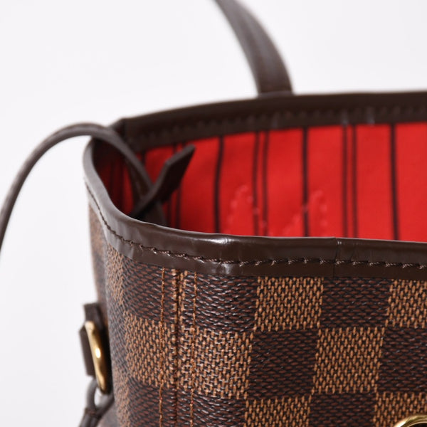 Very Good Condition LOUIS VUITTON Neverfull MM Tote Bag N40599 Damier Ebene Canvas Leather Used 4a005644