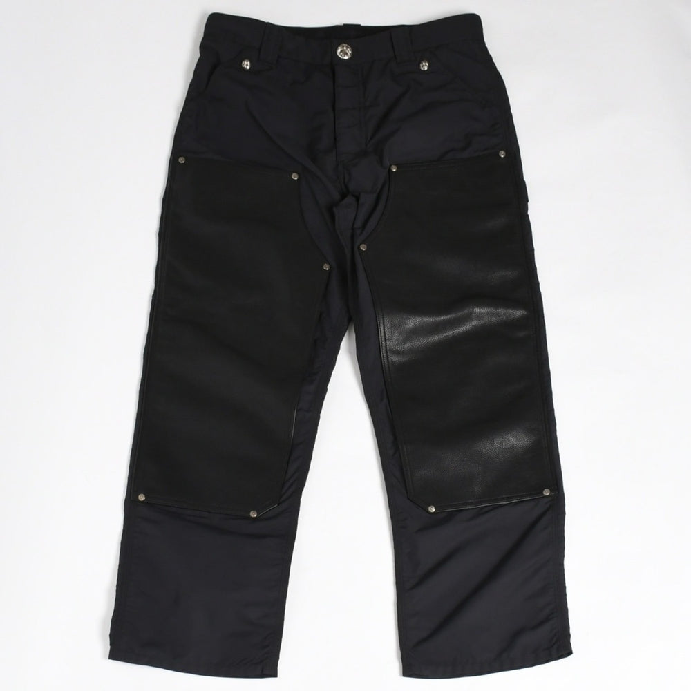 New and unused CHROME HEARTS Carpenter Double Knee Work Pants Cross Ball Horseshoe Black Nylon Silver 925 Used 4a005700