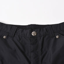 画像をギャラリービューアに読み込む, 新品未使用 CHROME HEARTS クロムハーツ カーペンター ダブルニー ナイロン &amp; レザー パンツ ワークパンツ クロスボール スクロールラベル ホースシュー ブラック ナイロン レザー シルバー925 中古 4a005700