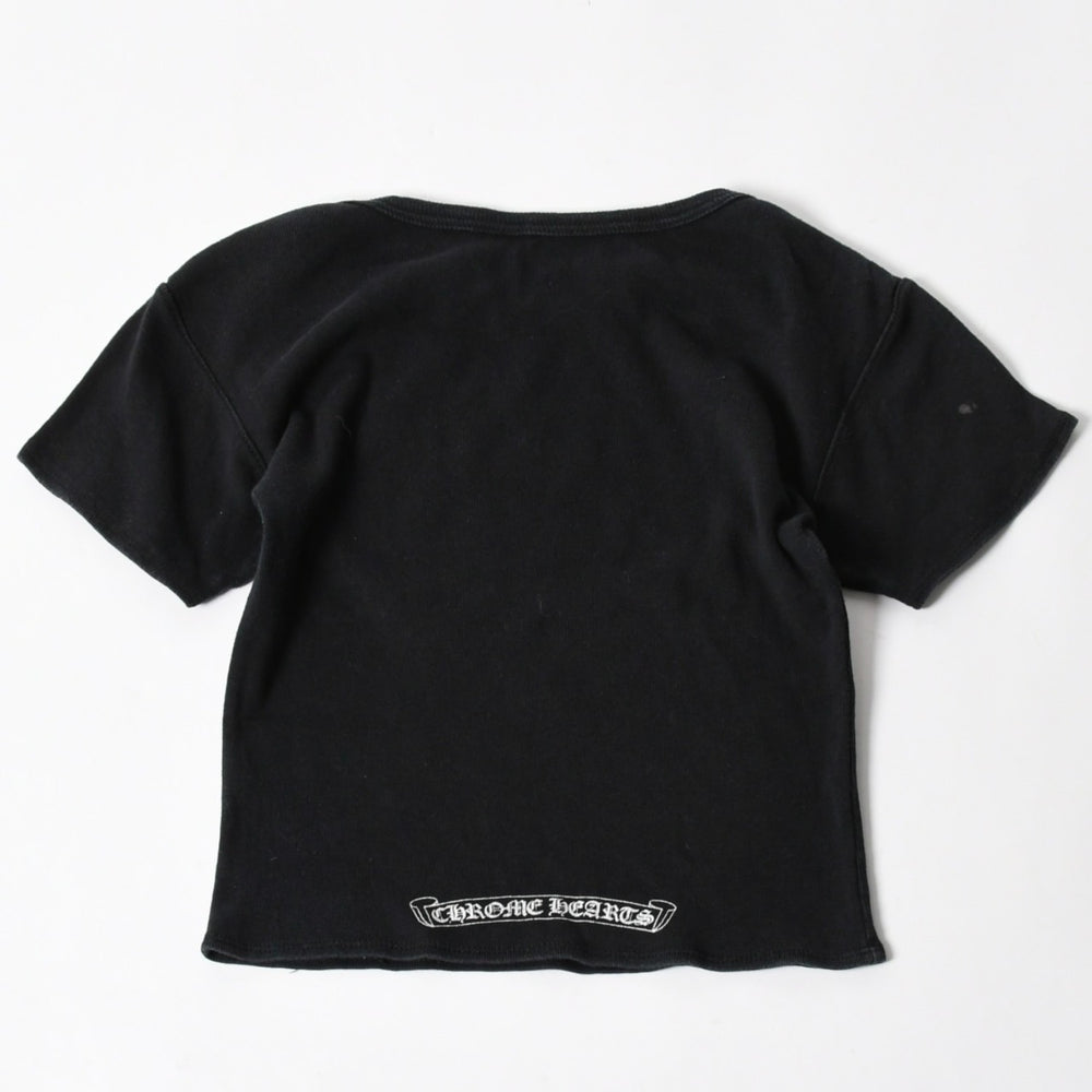 CHROME HEARTS クロムハーツ オールド ヴァインダガー スクロールラベル プリント トップス 黒 ホワイト 美品 中古 4a005606
