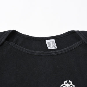 CHROME HEARTS クロムハーツ オールド ヴァインダガー スクロールラベル プリント トップス 黒 ホワイト 美品 中古 4a005606