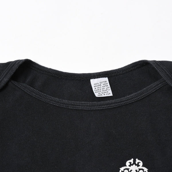 CHROME HEARTS クロムハーツ オールド ヴァインダガー スクロールラベル プリント トップス 黒 ホワイト 美品 中古 4a005606