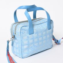 将图片加载到图库查看器，CHANEL シャネル ニュートラベルライン 2WAYバッグ 7番台 ココマーク ナイロン レザー ブルー レッド 美品 中古 4a005652